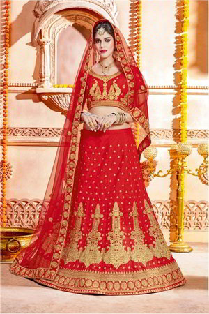 Индийский женский свадебный костюм лехенга (ленга) чоли из шёлка-сырца