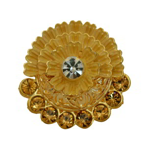 Золотое латунное женское индийское кольцо со стразами