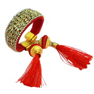 Бордовый и золотой индийский браслет из латуни с искусственными камнями