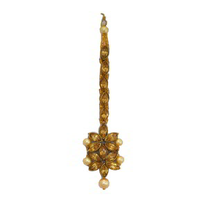 Цвета меди и золотое медное индийское украшение на голову (манг-тика) с искусственными камнями