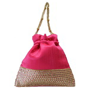 Розовая шёлковая сумочка-мешочек