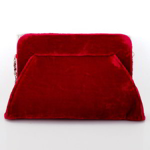 Бордовая и красная бархатная женская сумочка-клатч со стразами