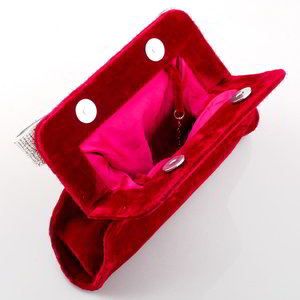 Бордовая и красная бархатная женская сумочка-клатч со стразами