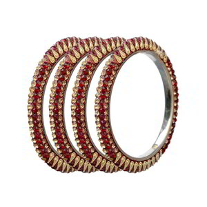 Бордовый латунный индийский браслет со стразами, искусственными камнями