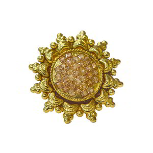 Бежевое, коричневое и золотое женское индийское кольцо из латуни со стразами