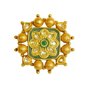 Золотое латунное женское индийское кольцо со стразами