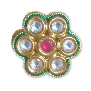 Молочное и золотое женское индийское кольцо из латуни с искусственными камнями