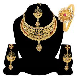 Бордовое и золотое индийское украшение на шею со стразами, искусственными камнями