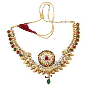 Бордовое, золотое и красное индийское украшение на шею со стразами, искусственными камнями, бисером