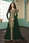 *Зелёное нарядное платье / костюм из креп-жоржета, украшенное вышивкой