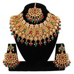 *Разноцветное и золотое индийское украшение на шею со стразами