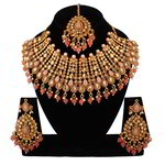 *Золотое и розовое индийское украшение на шею со стразами, искусственными камнями