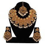 *Молочное и золотое индийское украшение на шею со стразами, искусственными камнями
