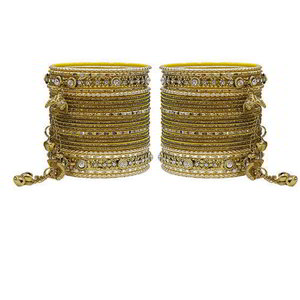 Золотой латунный индийский браслет со стразами, перламутровыми бусинками