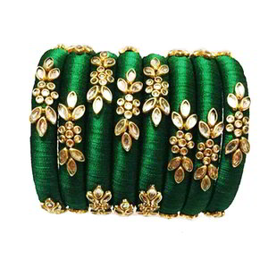 Зелёный индийский браслет с искусственными камнями