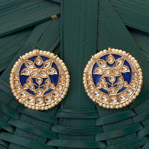 Золотые и синие латунные индийские серьги с искусственными камнями