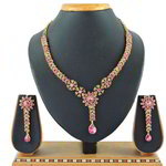 *Золотое и розовое индийское украшение на шею со стразами