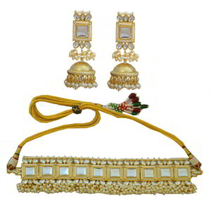 Молочное, цвета меди и золотое медное индийское украшение на шею с искусственными камнями