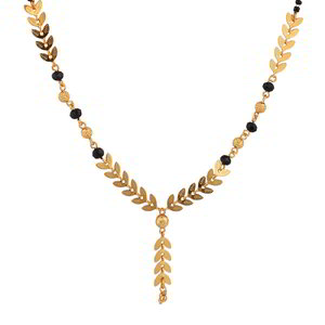 Чёрное, золотое и серое латунное индийское украшение на шею с бисером