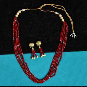 Бордовое, золотое и красное латунное индийское украшение на шею