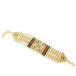 *Разноцветный и золотой индийский браслет с искусственными камнями, перламутровыми бусинками