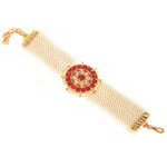 *Молочный и золотой индийский браслет с искусственными камнями, перламутровыми бусинками
