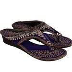 *Синяя бархатная индийская женская обувь