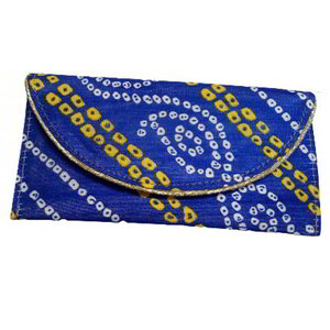 Синяя хлопковая женская сумочка-клатч, украшенная печатным рисунком