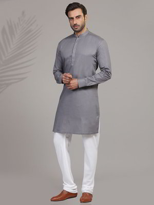 Серый хлопковый индийский национальный мужской костюм