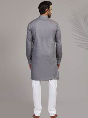 Серый хлопковый индийский национальный мужской костюм
