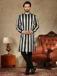 *Чёрный и серый хлопко-шёлковый индийский национальный мужской костюм