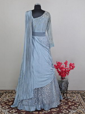 Синее платье «в пол» / костюм из фатина с пайетками