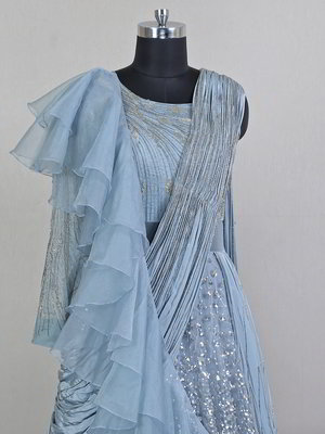 Синее платье «в пол» / костюм из фатина с пайетками