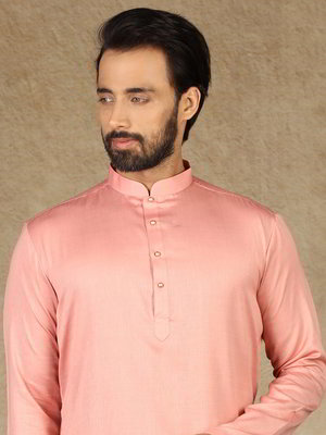 Розовый индийский национальный мужской костюм из хлопка
