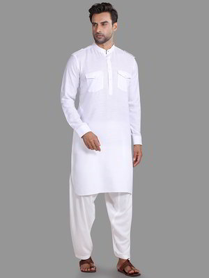 Белый хлопковый индийский национальный мужской костюм