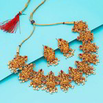 *Молочное, цвета меди и золотое медное индийское украшение на шею с искусственными камнями, перламутровыми бусинками