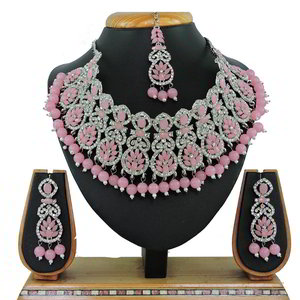 Золотое и розовое индийское украшение на шею со стразами, перламутровыми бусинками